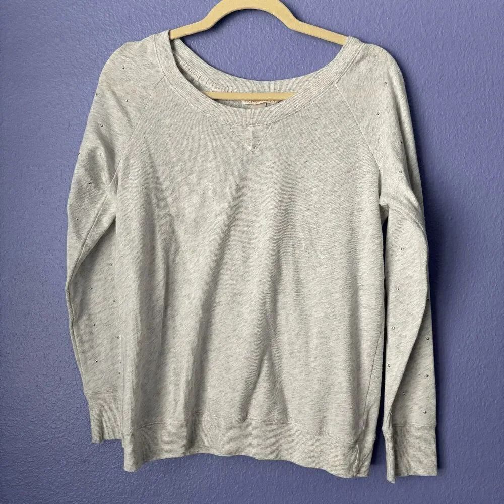 Victoria’s Secret Sweater Heather Gray Rhinestones on Sleeves Medium Lightweight